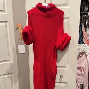 AKIRA Vibrant Red Cowl Neck Sweater Dress